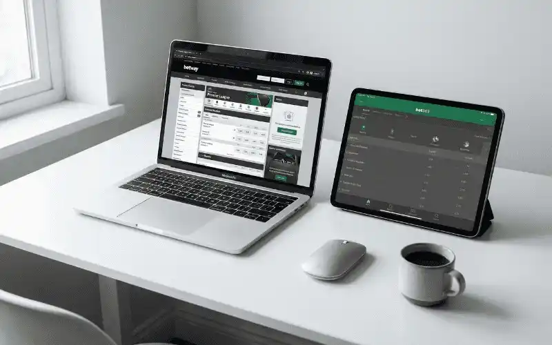 Vergleich verschiedener Wettplattformen auf Laptop und Tablet nebeneinander