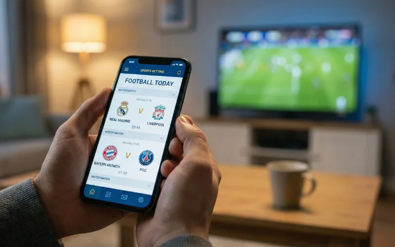 Smartphone mit übersichtlicher Sportwetten-App zeigt Champions League Spiele