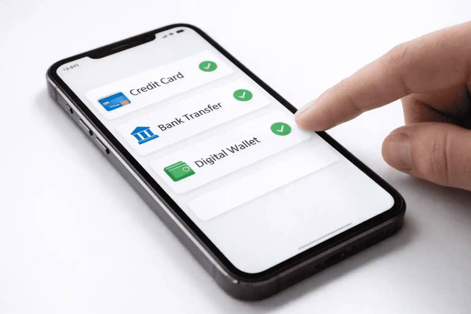 Verschiedene sichere Zahlungsmethoden f&uuml;r Sportwetten auf einem Smartphone